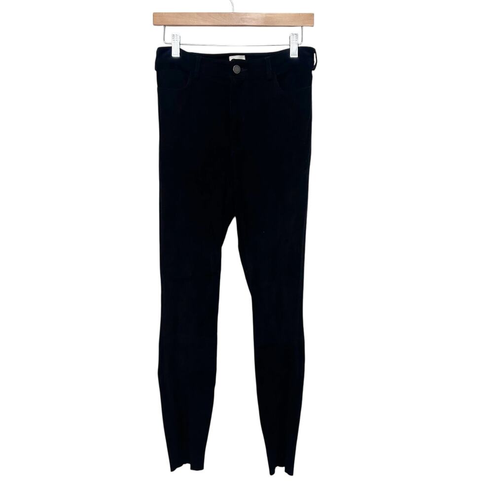 Alice + Olivia Black Lambskin Skinny Jeans Sz 6